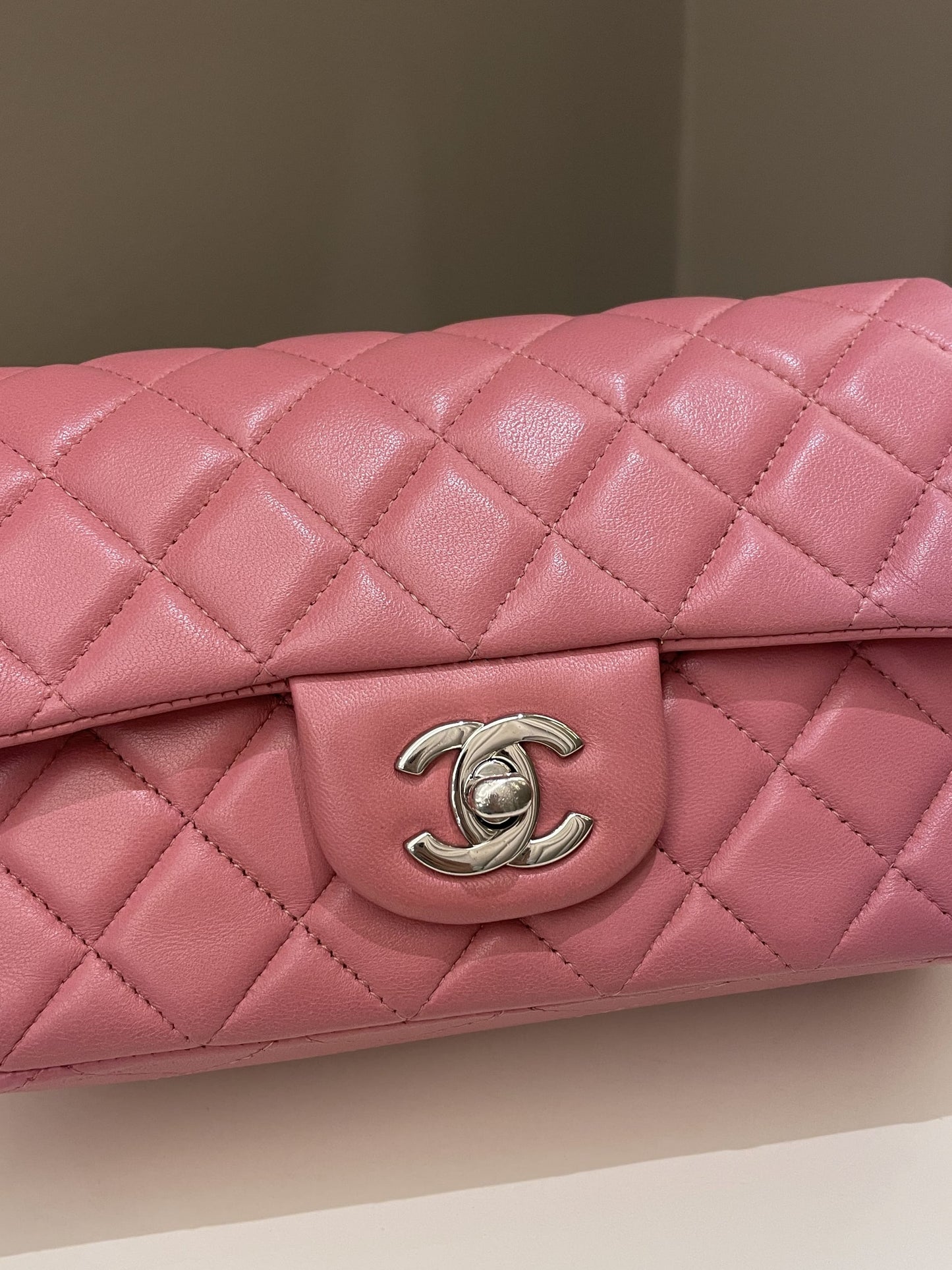 Luxury Chanel Classic Quilted Mini Rectangular Mauve Pink Lambskin