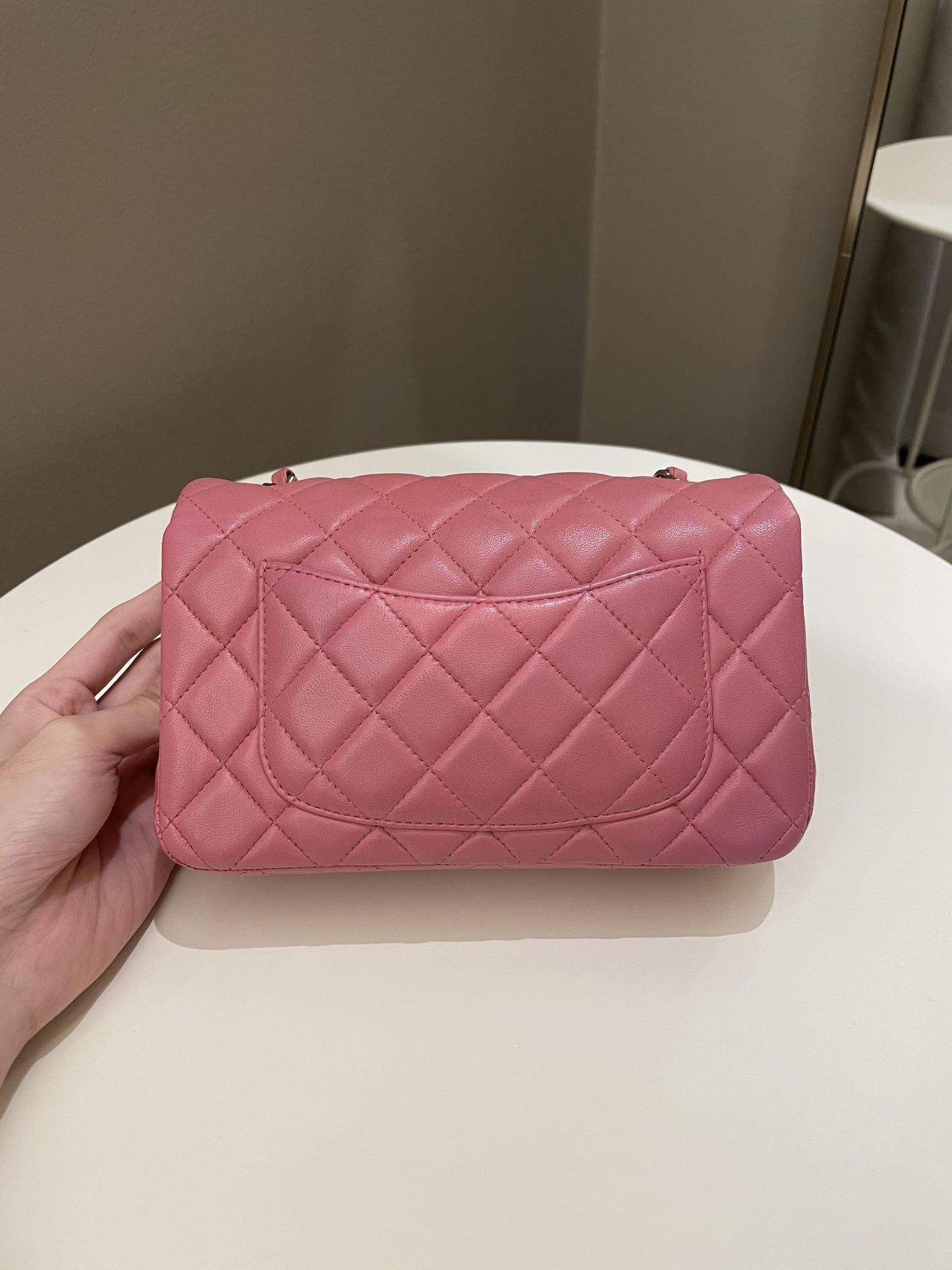 Luxury Chanel Classic Quilted Mini Rectangular Mauve Pink Lambskin