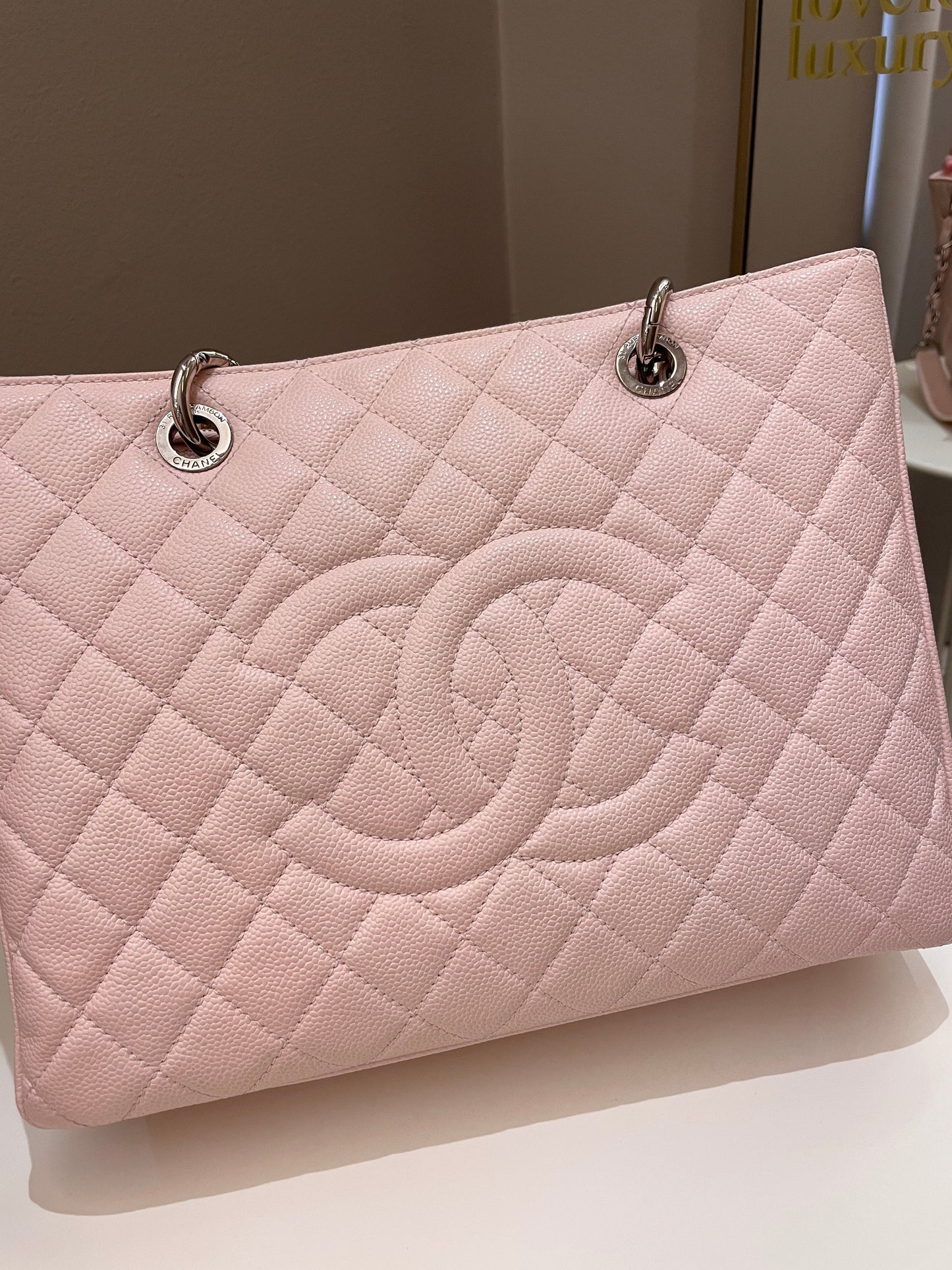 Luxury Chanel Classic Quilted GST Light Pink Caviar