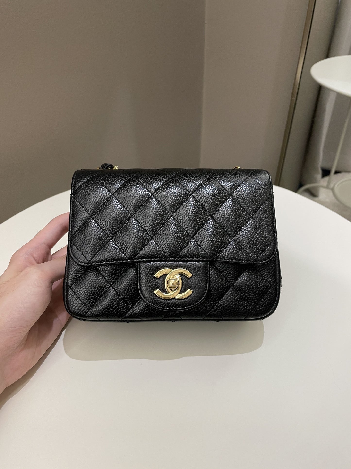 Luxury Chanel Classic Quilted Mini Square Black Caviar
