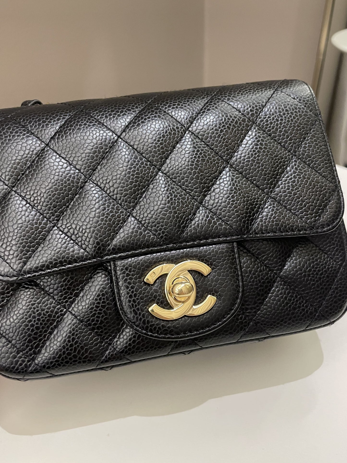 Luxury Chanel Classic Quilted Mini Square Black Caviar