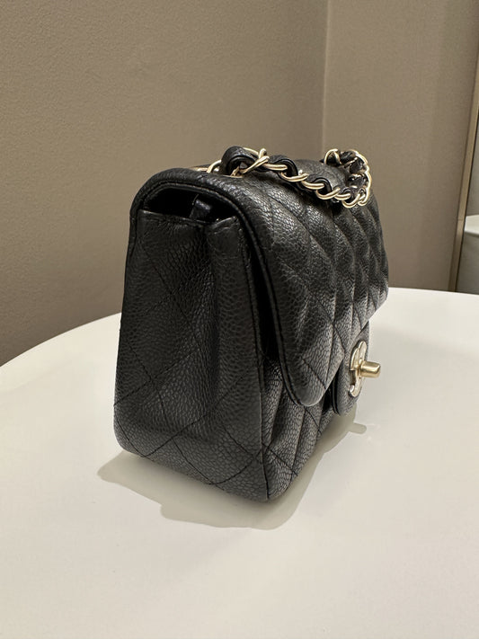 Luxury Chanel Classic Quilted Mini Square Black Caviar