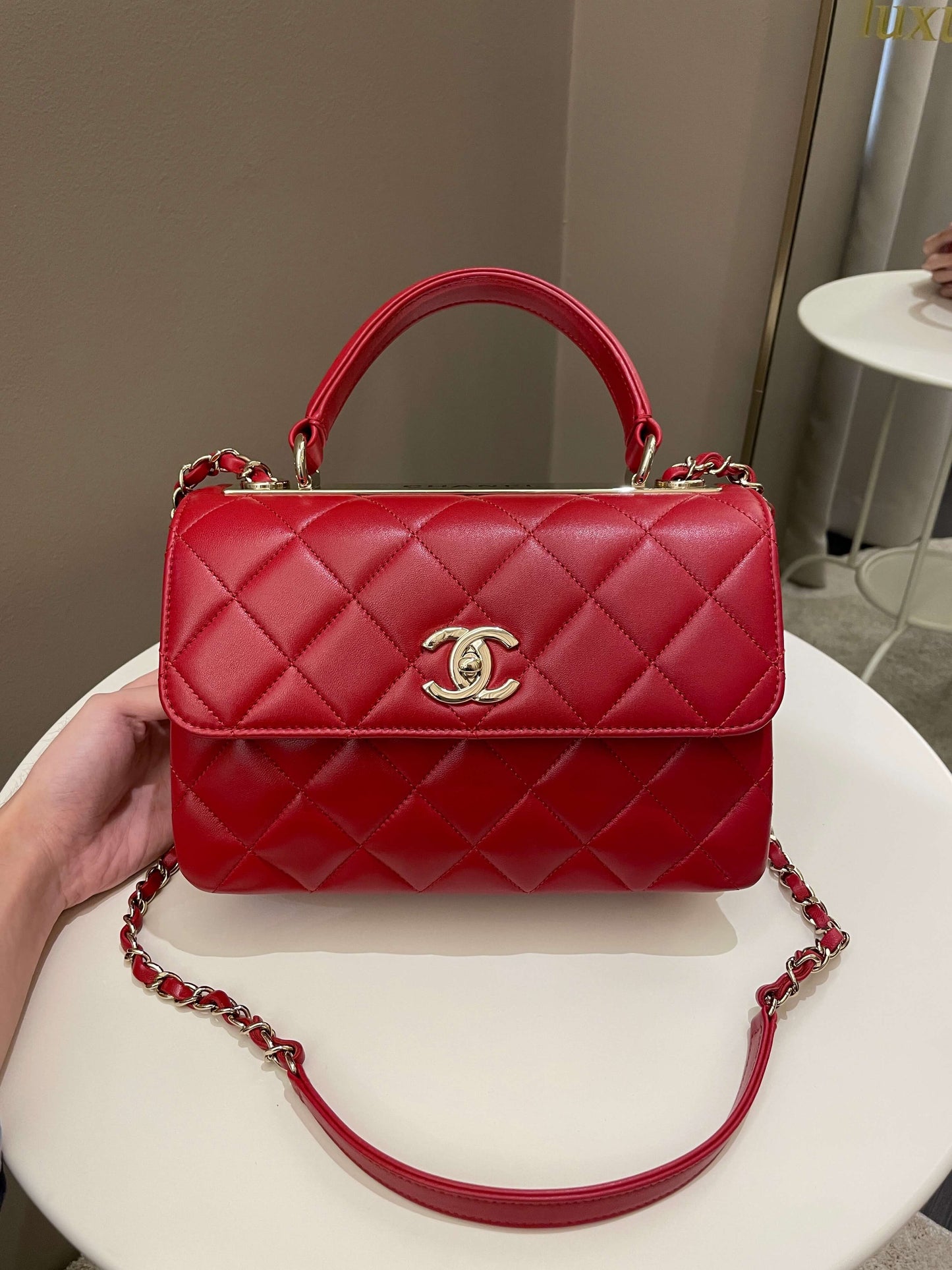 Luxury Chanel Trendy Cc Flap Bag Red Stiff Lambskin
