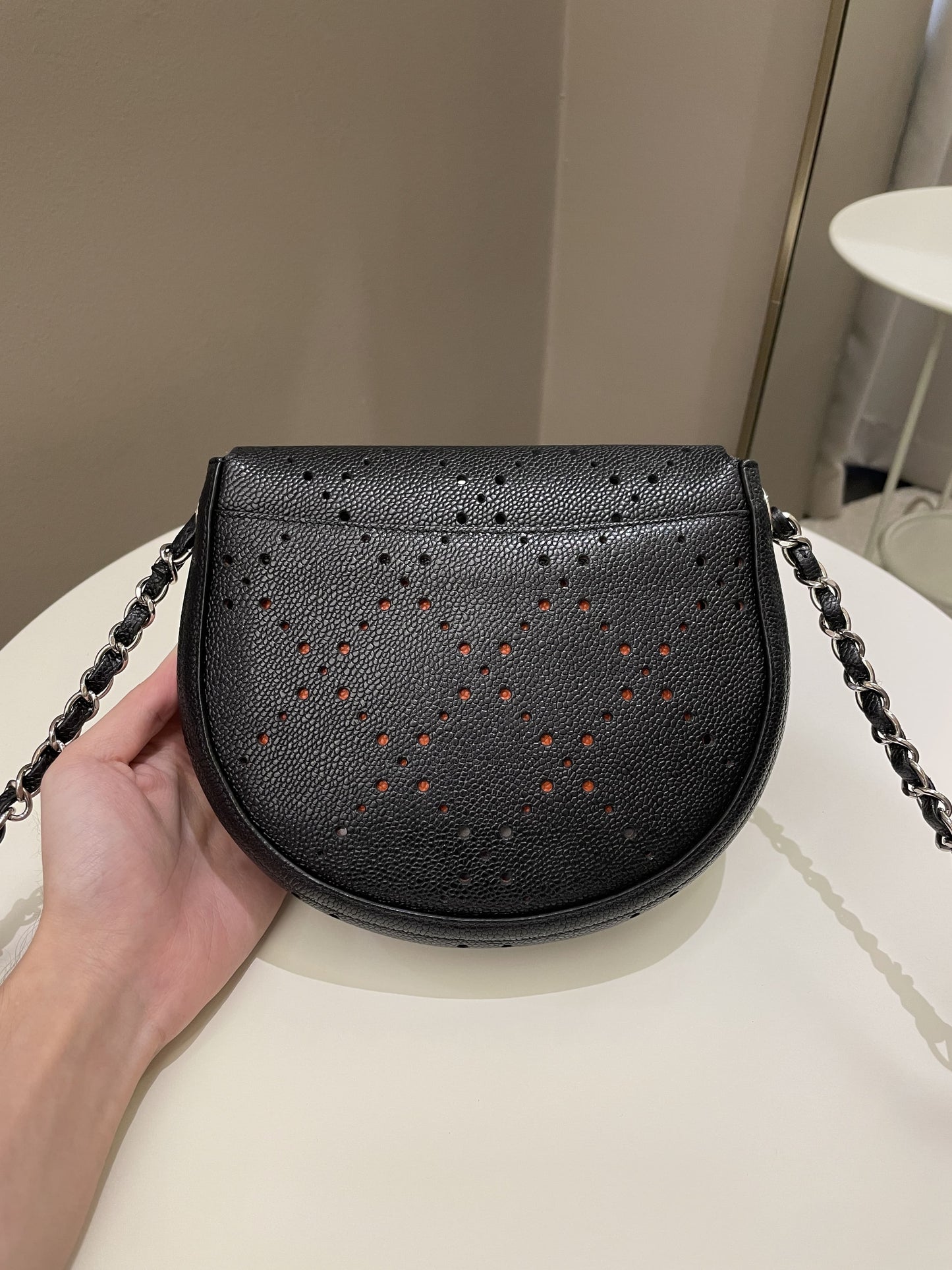Luxury Chanel Perforated Curve Bag Black Caviar