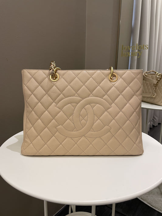 Luxury Chanel Classic Quilted GST Beige Caviar