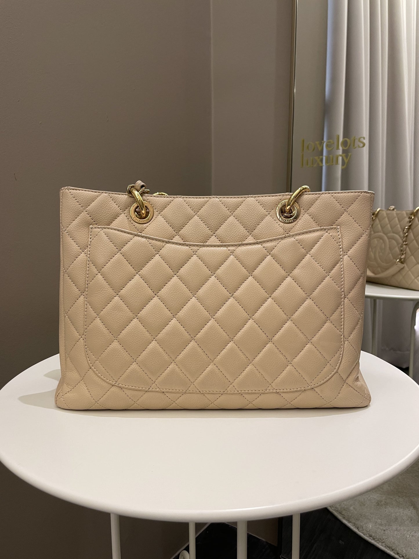 Luxury Chanel Classic Quilted GST Beige Caviar