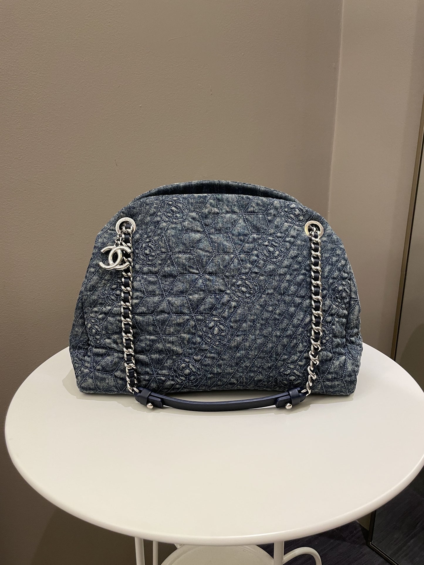 Luxury Chanel Camellia Mademoiselle Bag Blue Denim