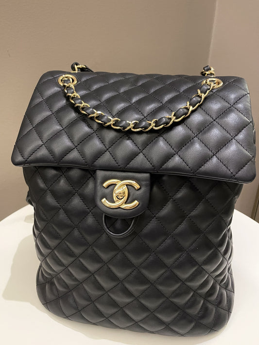 Luxury Chanel Quilted Urban Spirit Backpack Black Calfskin