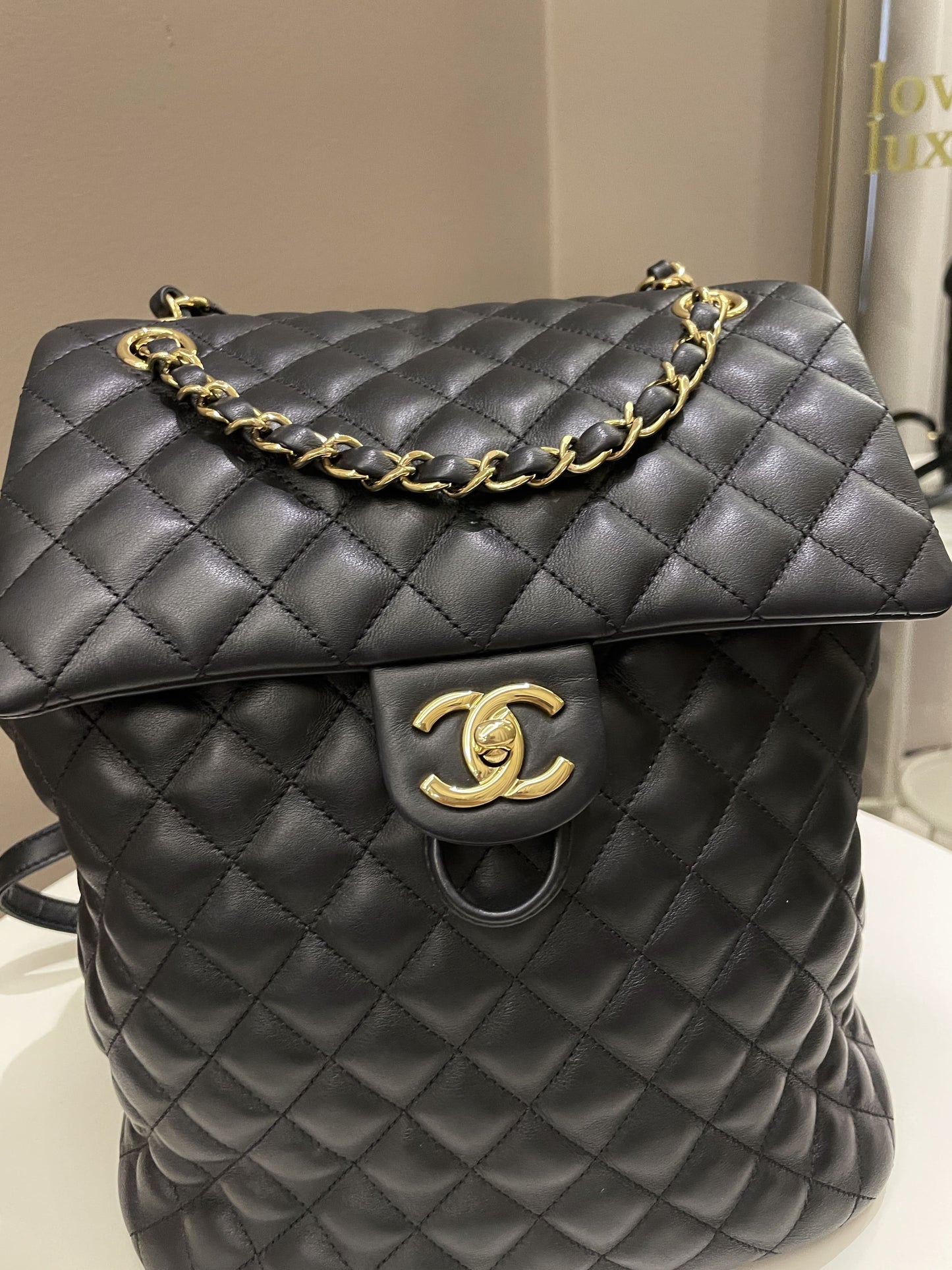 Luxury Chanel Quilted Urban Spirit Backpack Black Calfskin