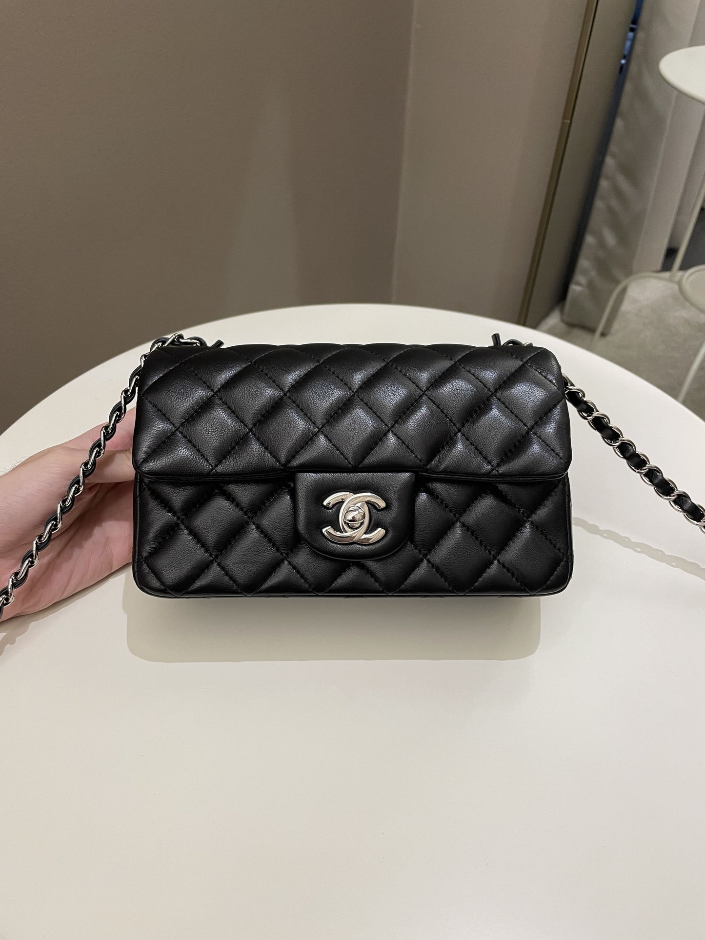 Luxury Chanel Classic Quilted Mini Rectangular Black Lambskin