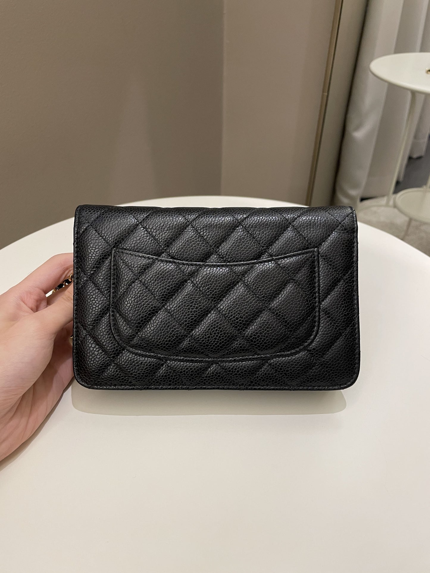 Luxury Chanel Classic Quilted Wallet on Chain Black Caviar