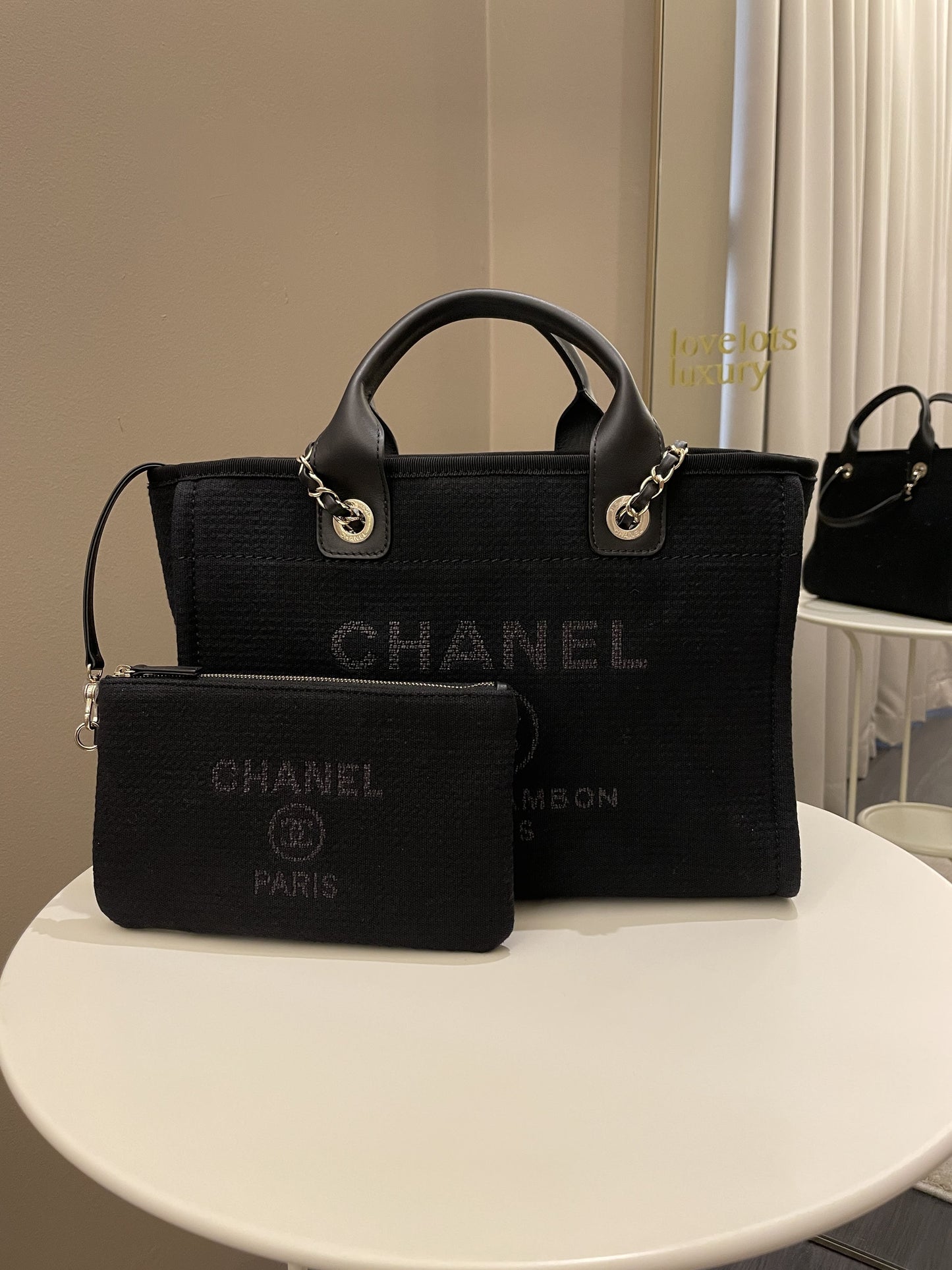 Luxury Chanel Deauville Shopper Tote Black