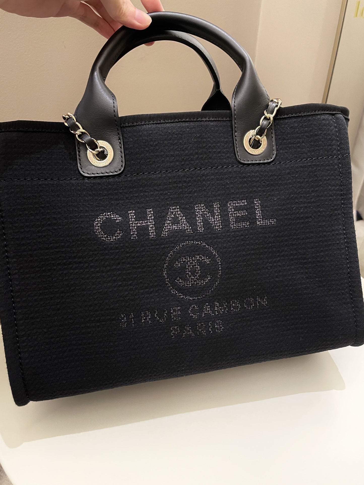 Luxury Chanel Deauville Shopper Tote Black