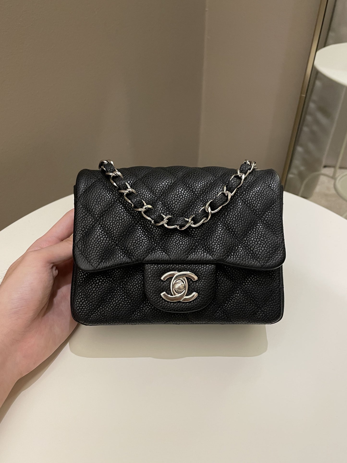Luxury Chanel Classic Quilted Mini Square Black Caviar
