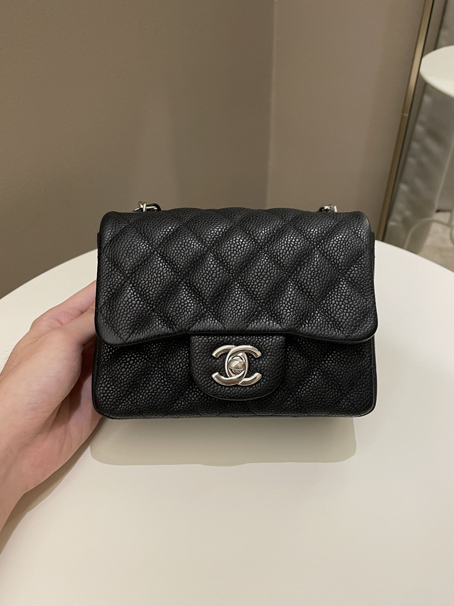 Luxury Chanel Classic Quilted Mini Square Black Caviar