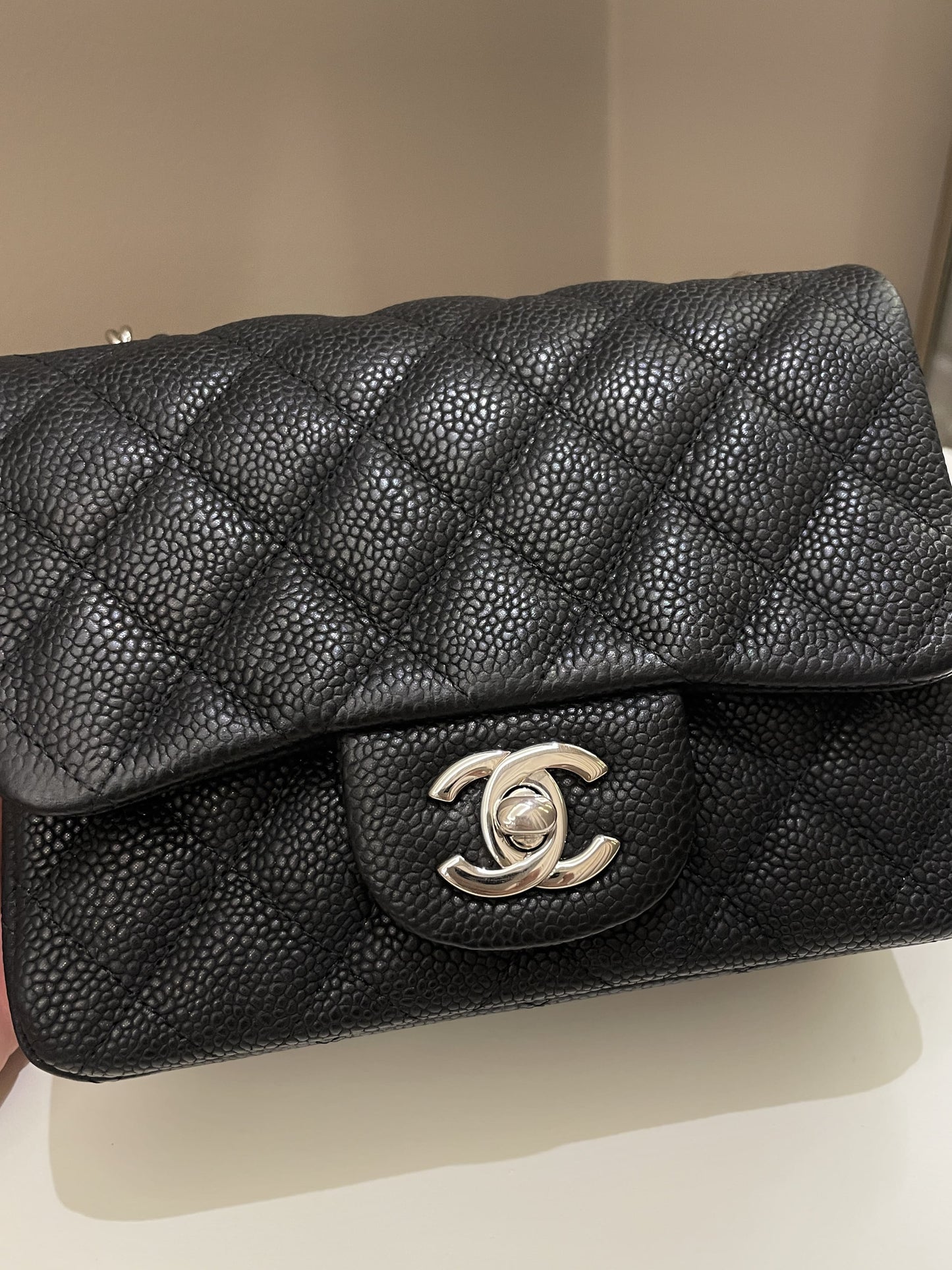 Luxury Chanel Classic Quilted Mini Square Black Caviar