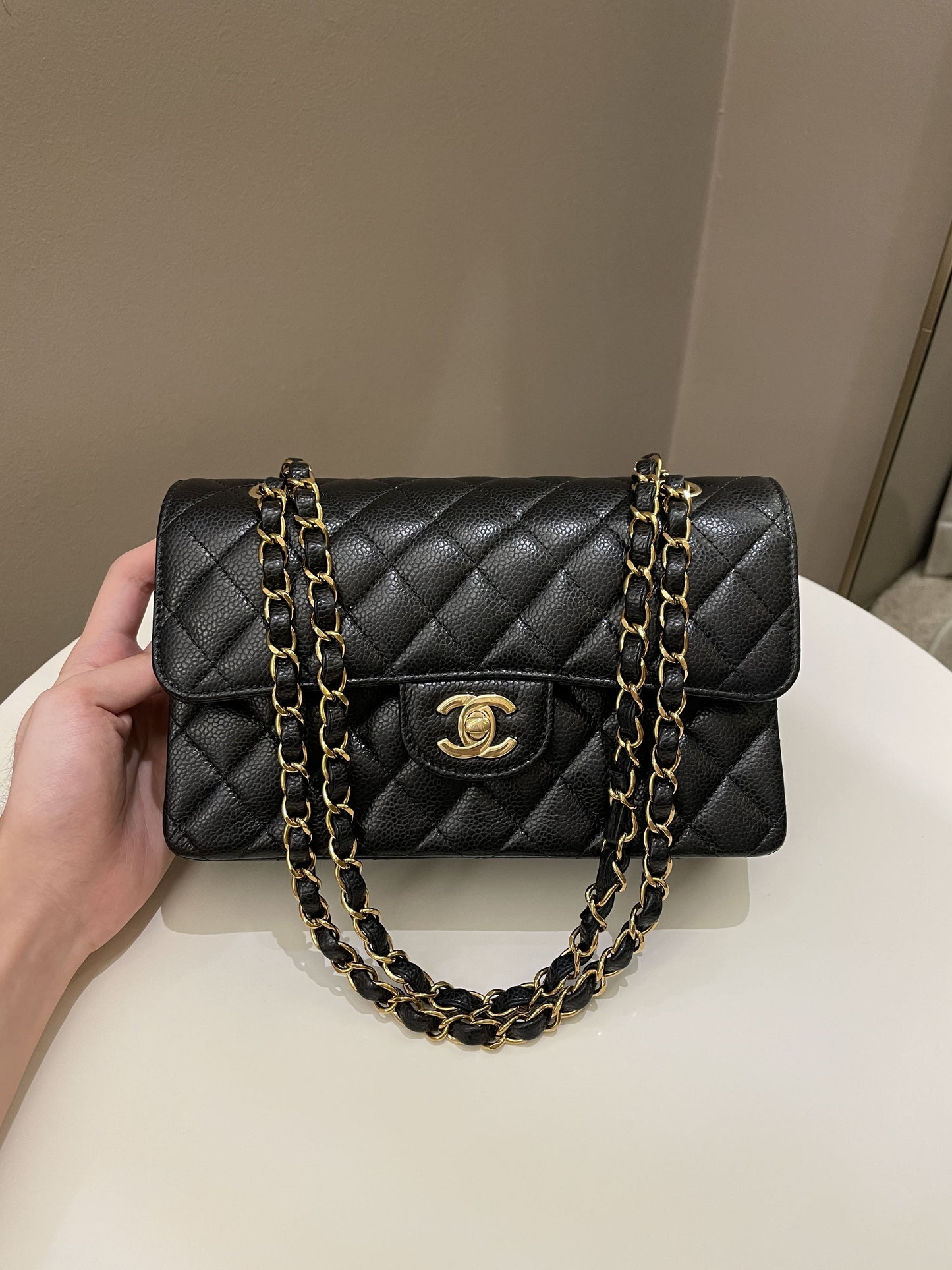 Luxury Chanel Classic Quilted Small Double Flap Black Caviar