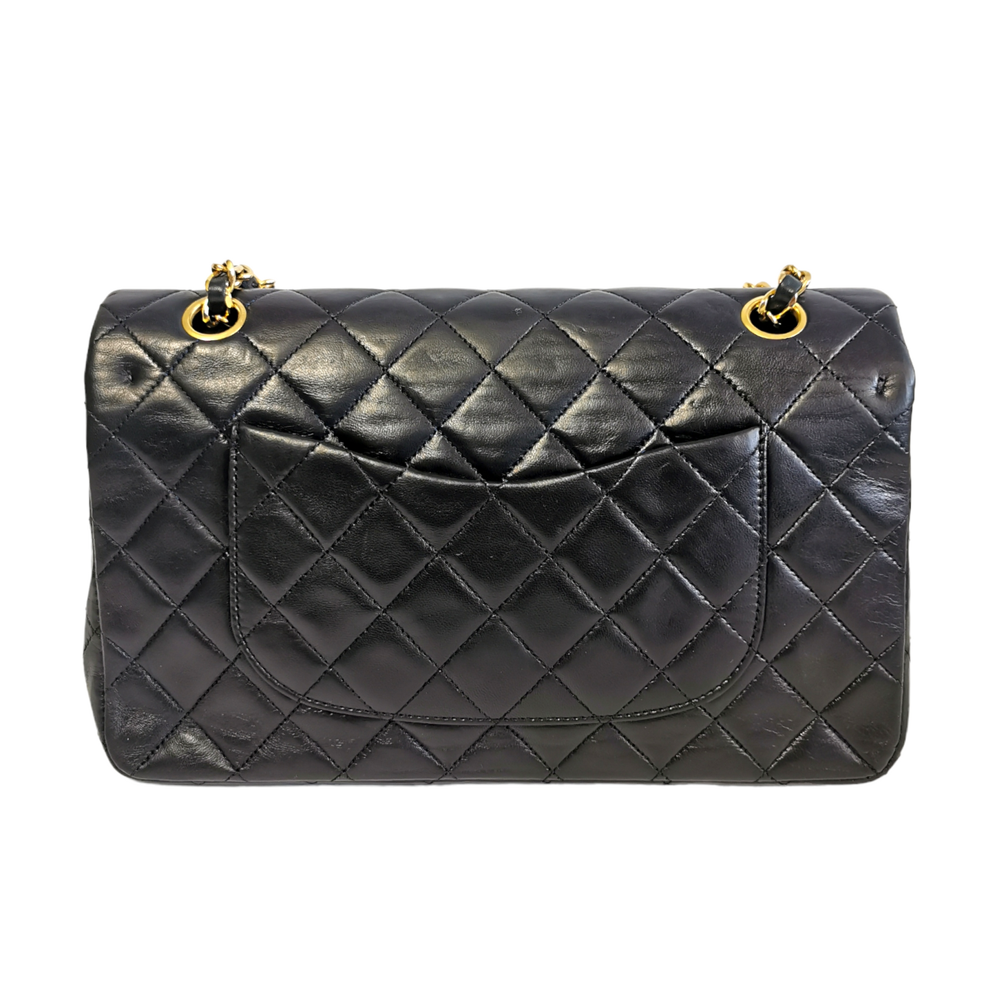 Luxury Chanel Classic Double Flap Medium Navy Blue Lambskin Gold