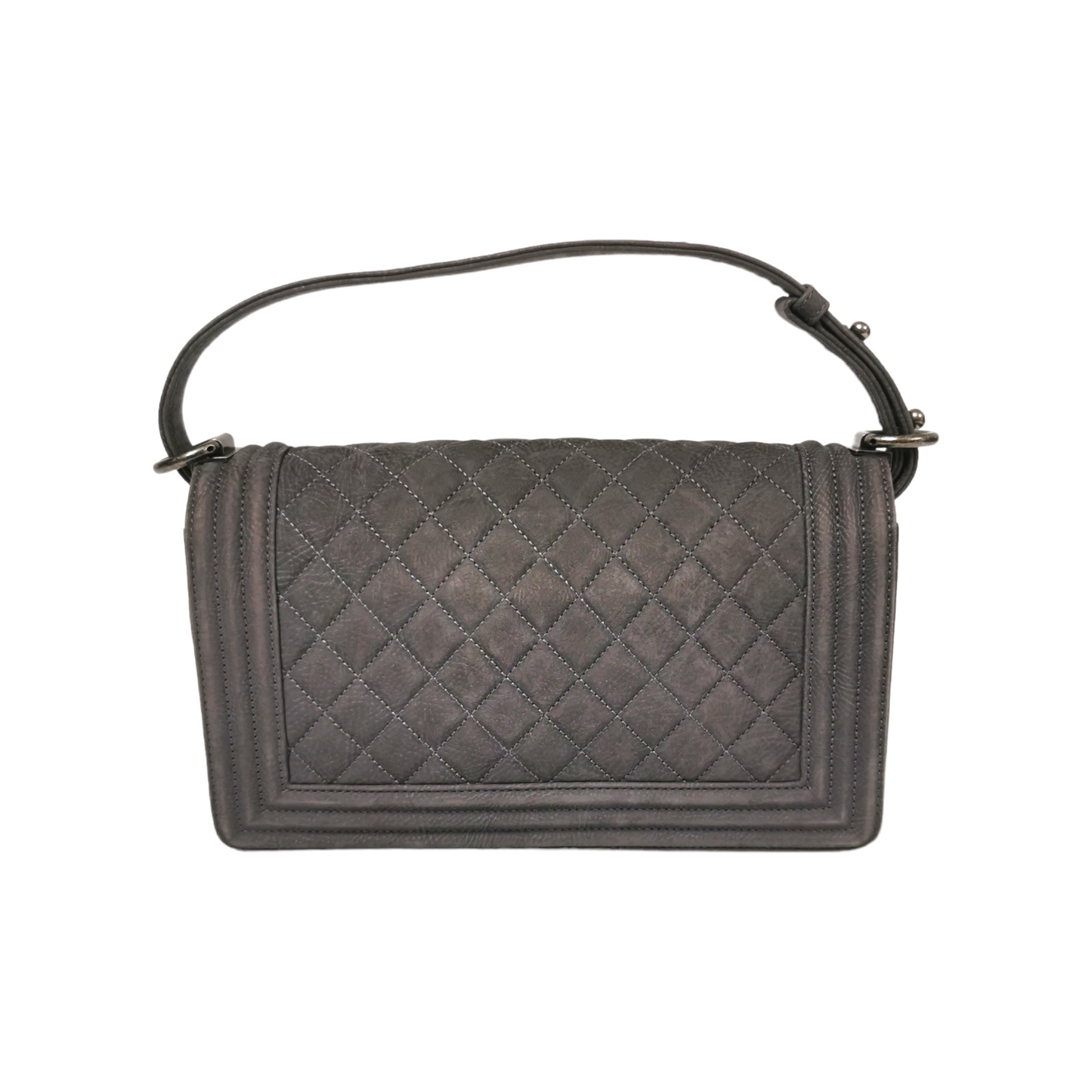 Luxury Chanel Boy Medium Grey Suede Ruthenium