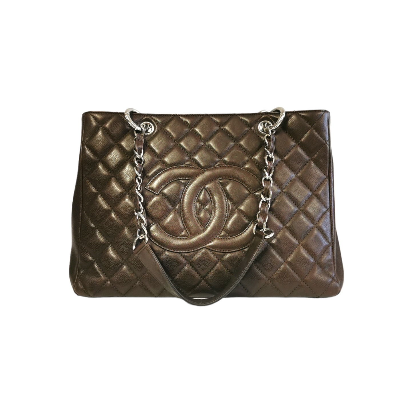 Luxury Chanel GST Brown Caviar Silver
