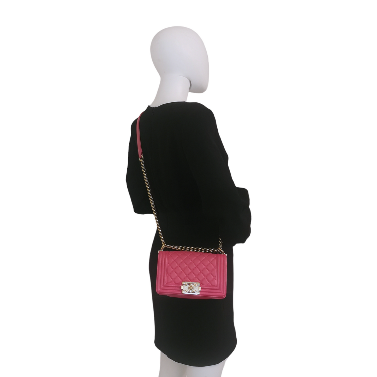 Luxury Chanel Boy Small Pink Calfskin Gold