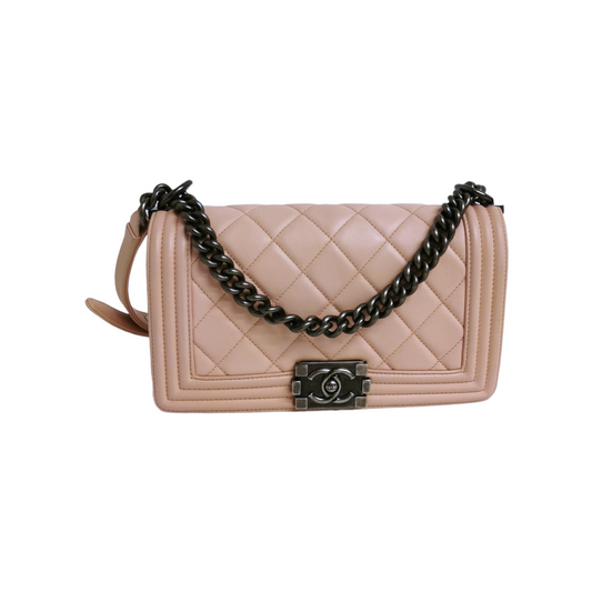 Luxury Chanel Boy Medium Light Pink Calfskin Ruthenium