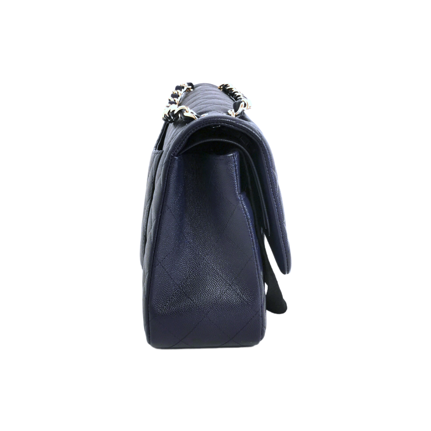 Luxury Chanel Classic Double Flap Jumbo Navy Blue Caviar Gold