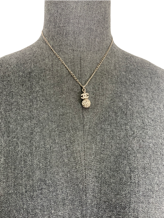 Chanel Crystal CC Ball Pendant Necklace