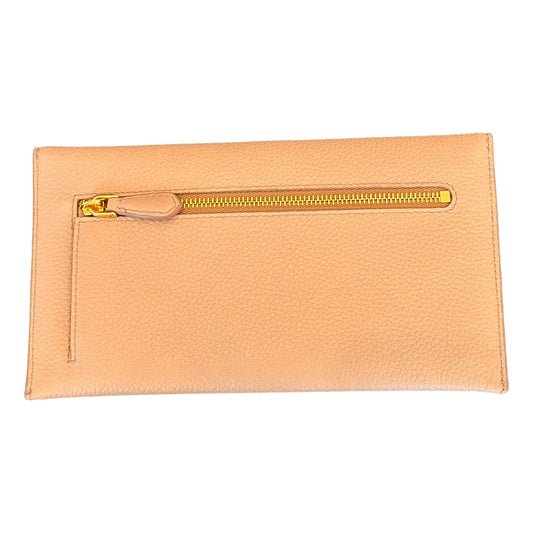 Luxury PradaBeige Vitello Grain Leather Long Envelope Wallet
