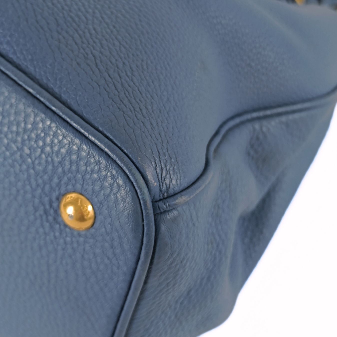 Luxury PradaShopper shoulder bag in cobalt buckskin