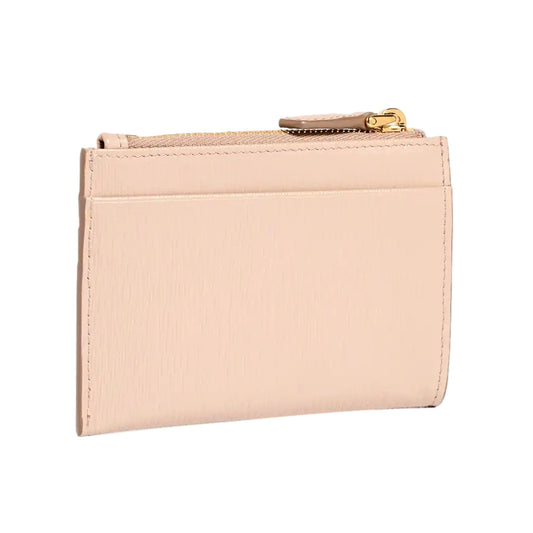 Luxury PradaVitello Move Card Holder Wallet Cipria Beige Leather Logo Plaque