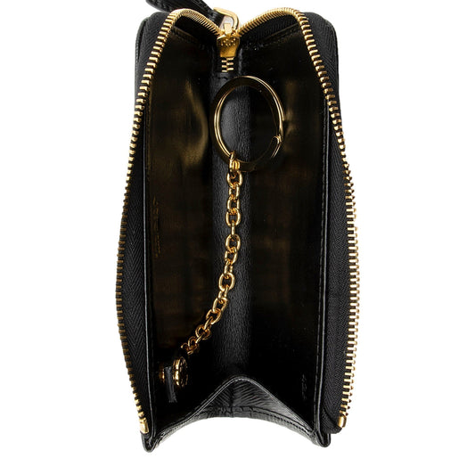 Luxury PradaVitello Move Key Case Holder Wallet Zip Pouch Black Calf Leather