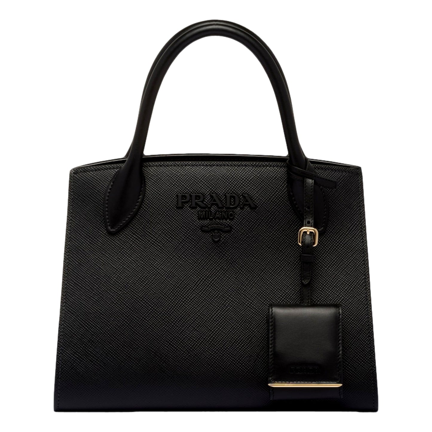 Luxury PradaMonochrome Saffiano Top Handle Crossbody Tote Bag Black
