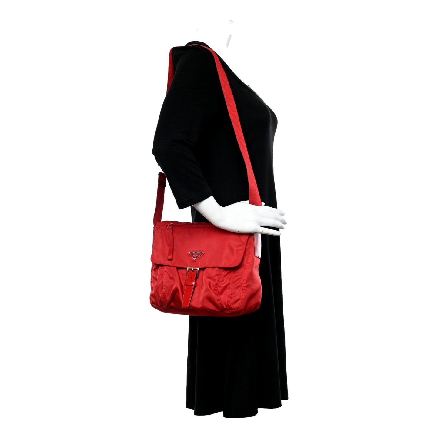 Luxury PradaRosso Pattina Nylon Red Medium Messenger Bag