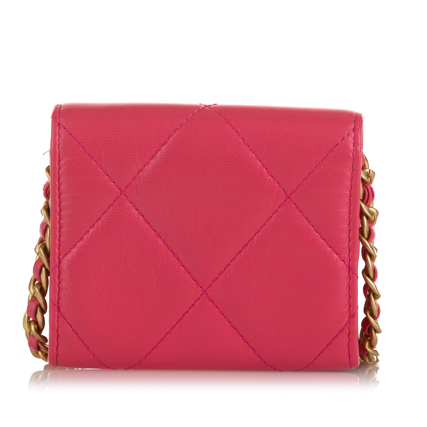 Luxury Chanel 19 WoC Pink Chevron Lambskin Gold