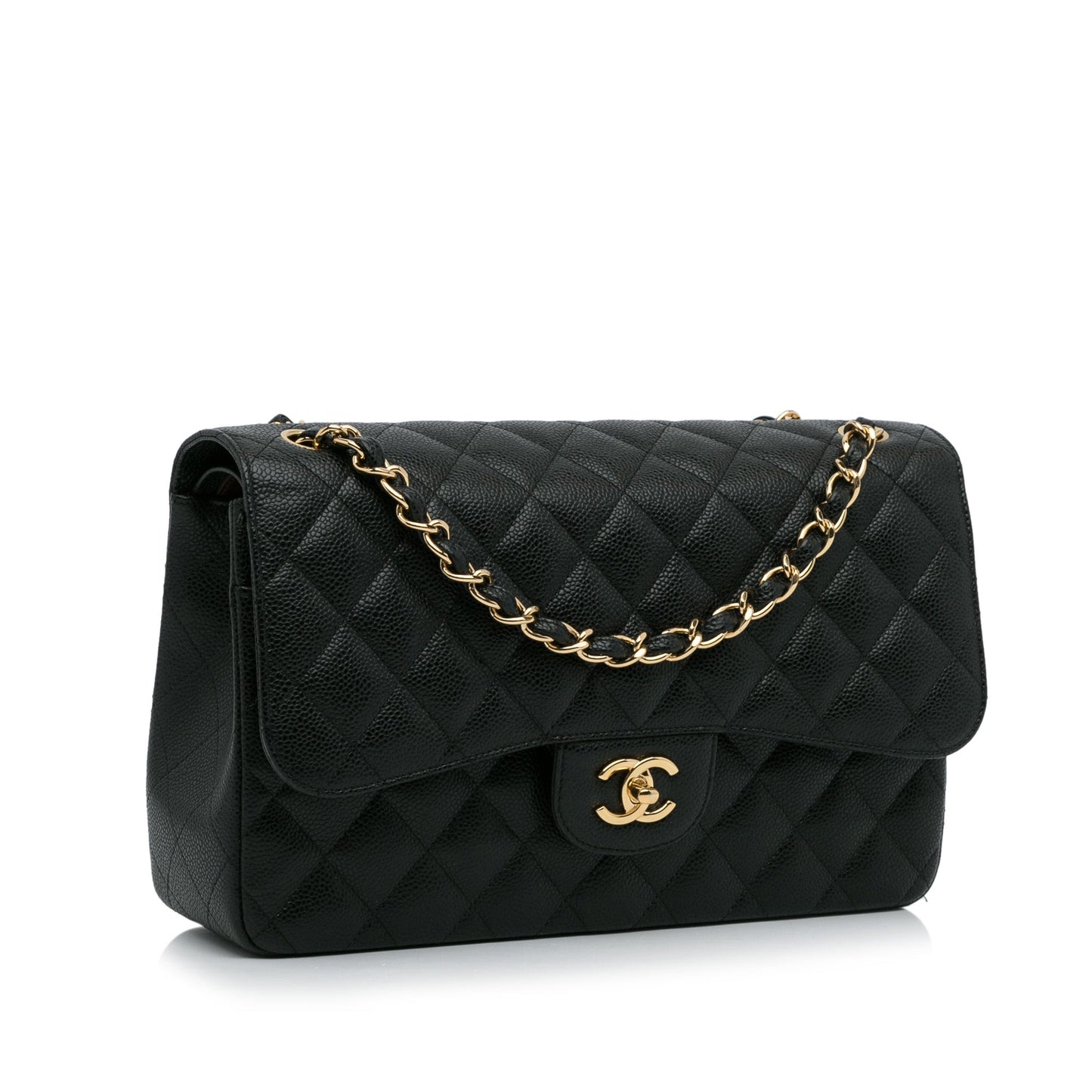 Luxury Chanel Classic Double Flap Jumbo Black Caviar Gold