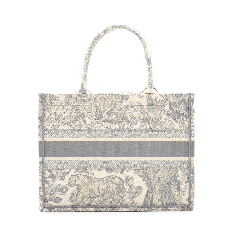 Luxury Dior SMALL Luxury DiorIVIERA Luxury Dior BOOK TOTE Gray Toile de Jouy Embroidery