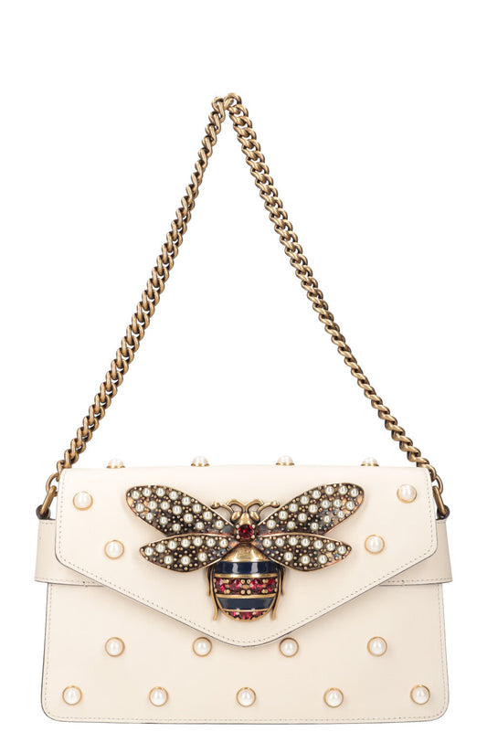 Luxury Gucci Trending 2025 Broadway Pearly Bee Bag White