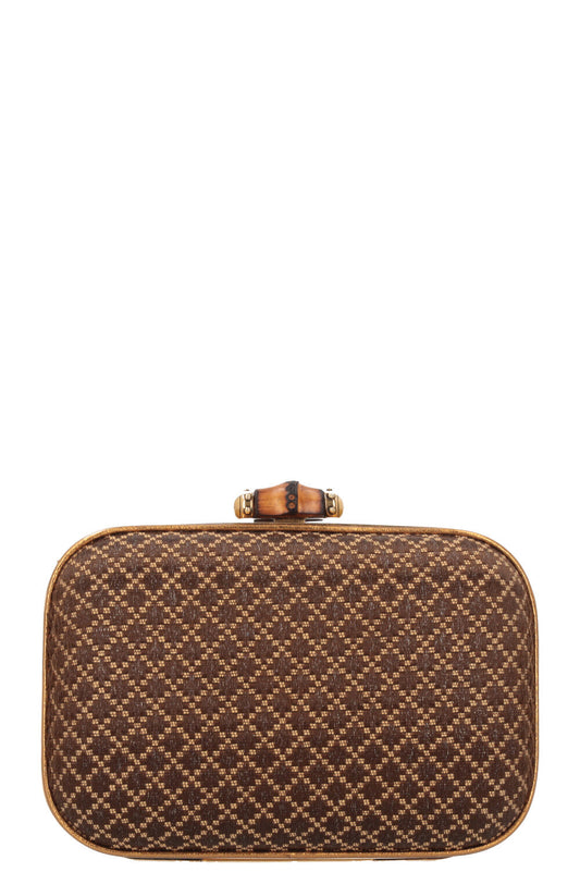 Luxury Gucci Trending 2025 Bamboo Minaudiere Clutch Brown Gold