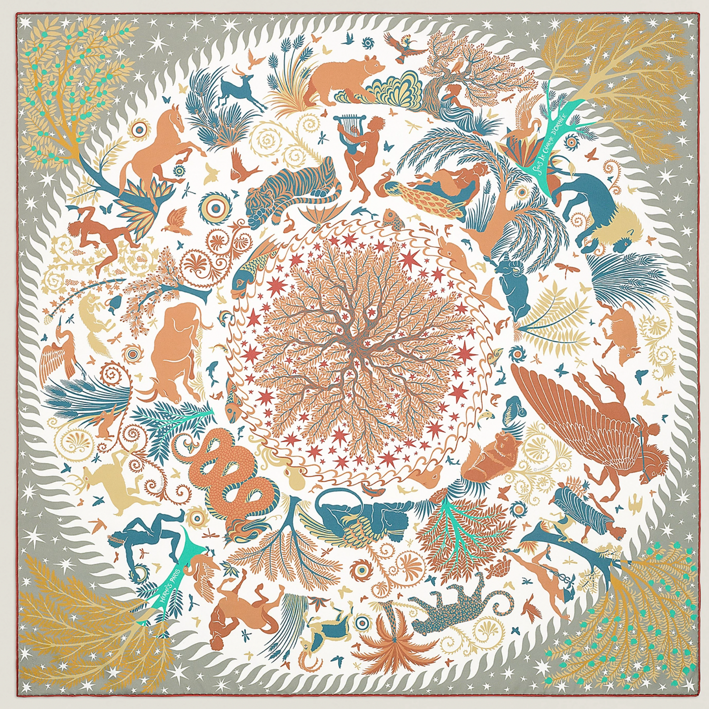 Hermès Sous Le Charme D'Orphee Double Face Scarf 90