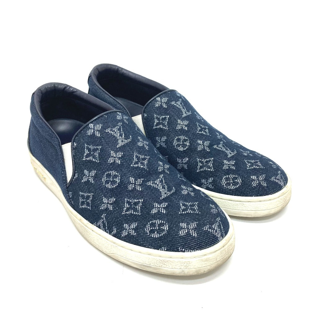 LOUIS VUITTON Slip-on Monogram denim blue Front row line Monogram denim 35 1/2