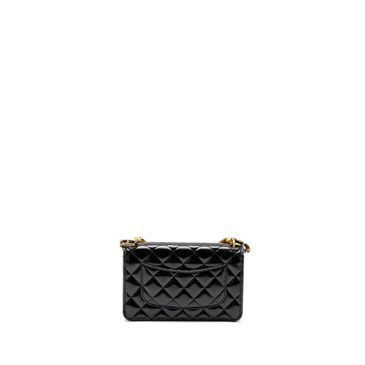 Chanel 24A Wallet On Chain Shiny Calfskin Black GHW (Microchip)