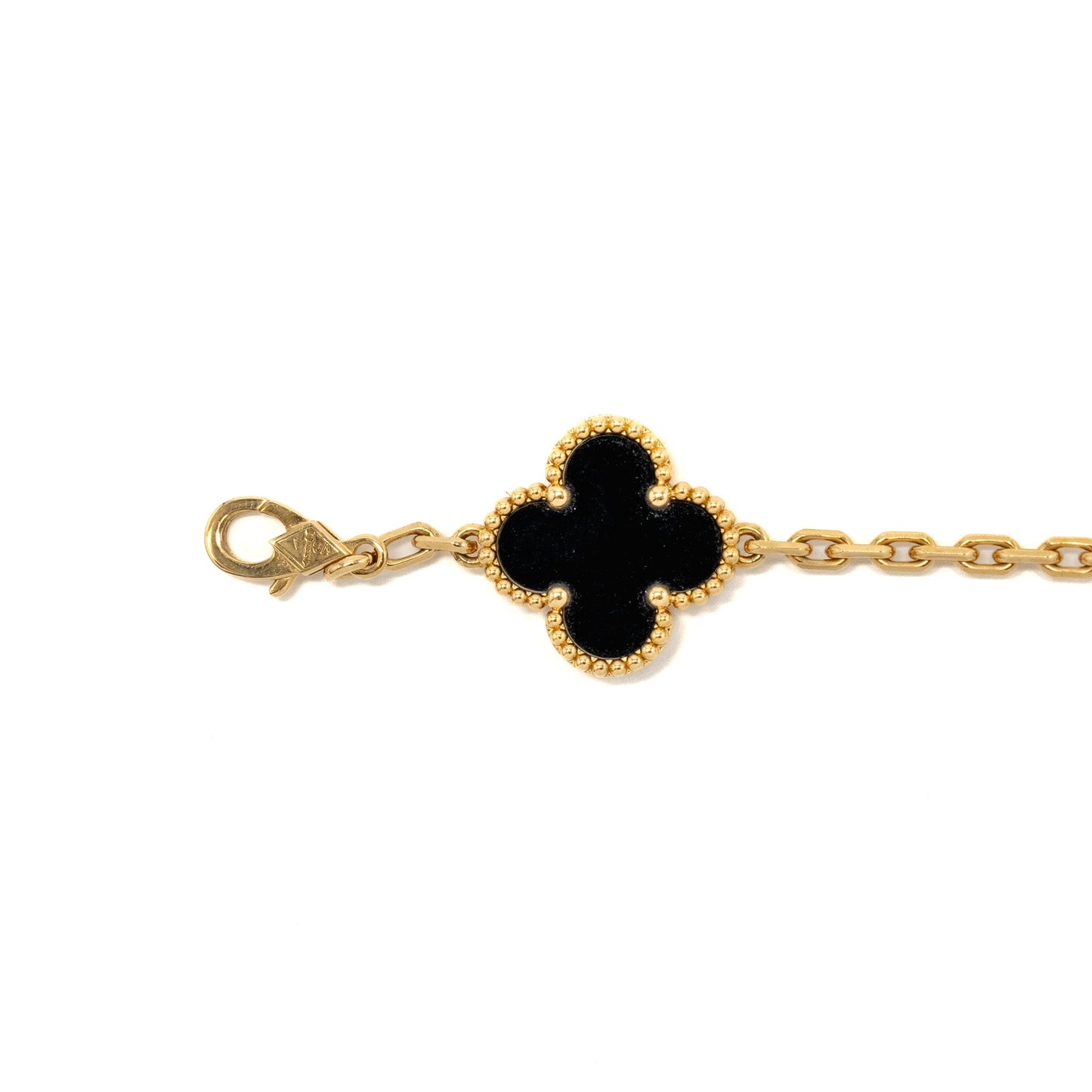 Van Cleef & Arpels Vintage Alhambra 5-Motif Bracelet Yellow Gold/ Onyx