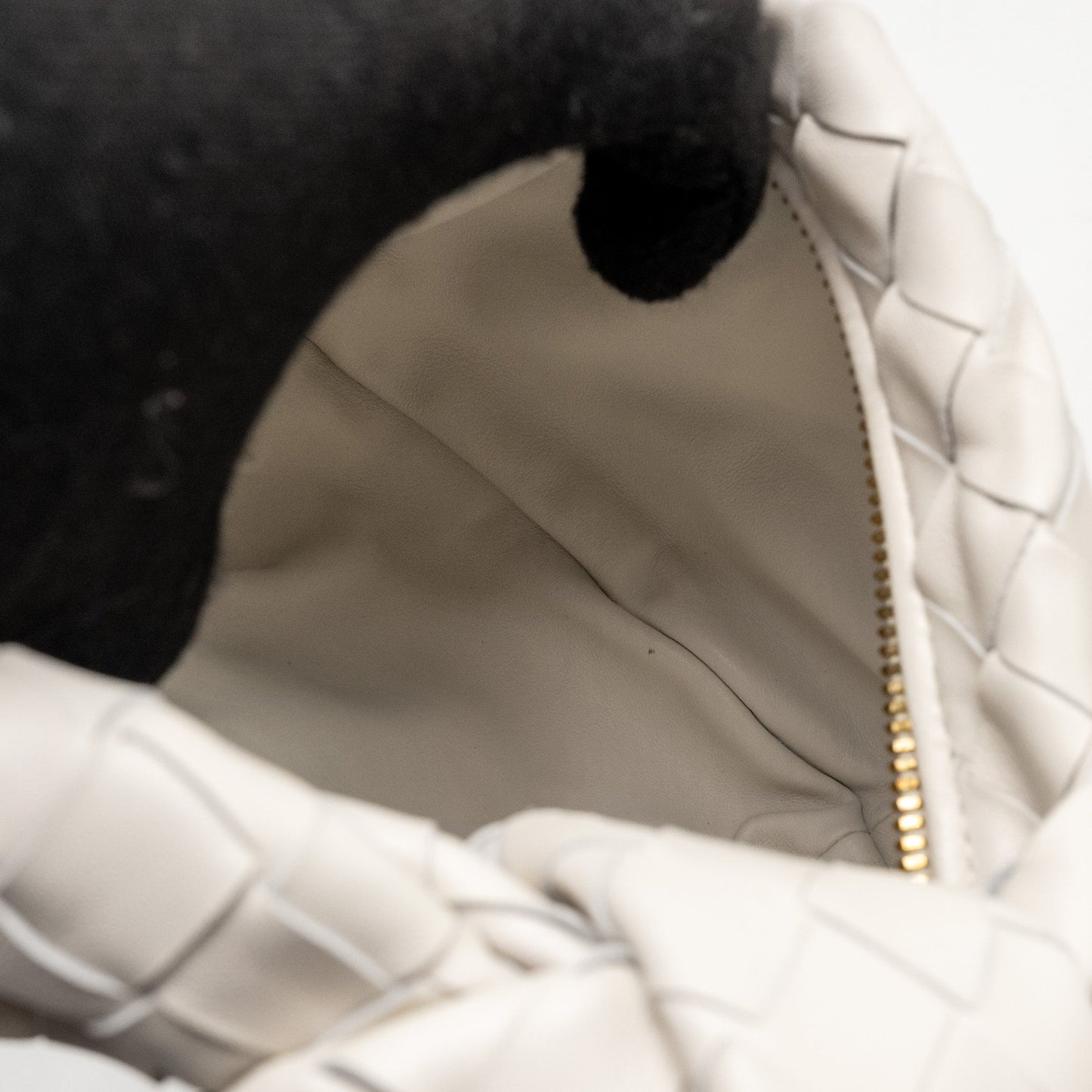 BOTTEGA VENETA Mini Jodie Lambskin Chalk GHW