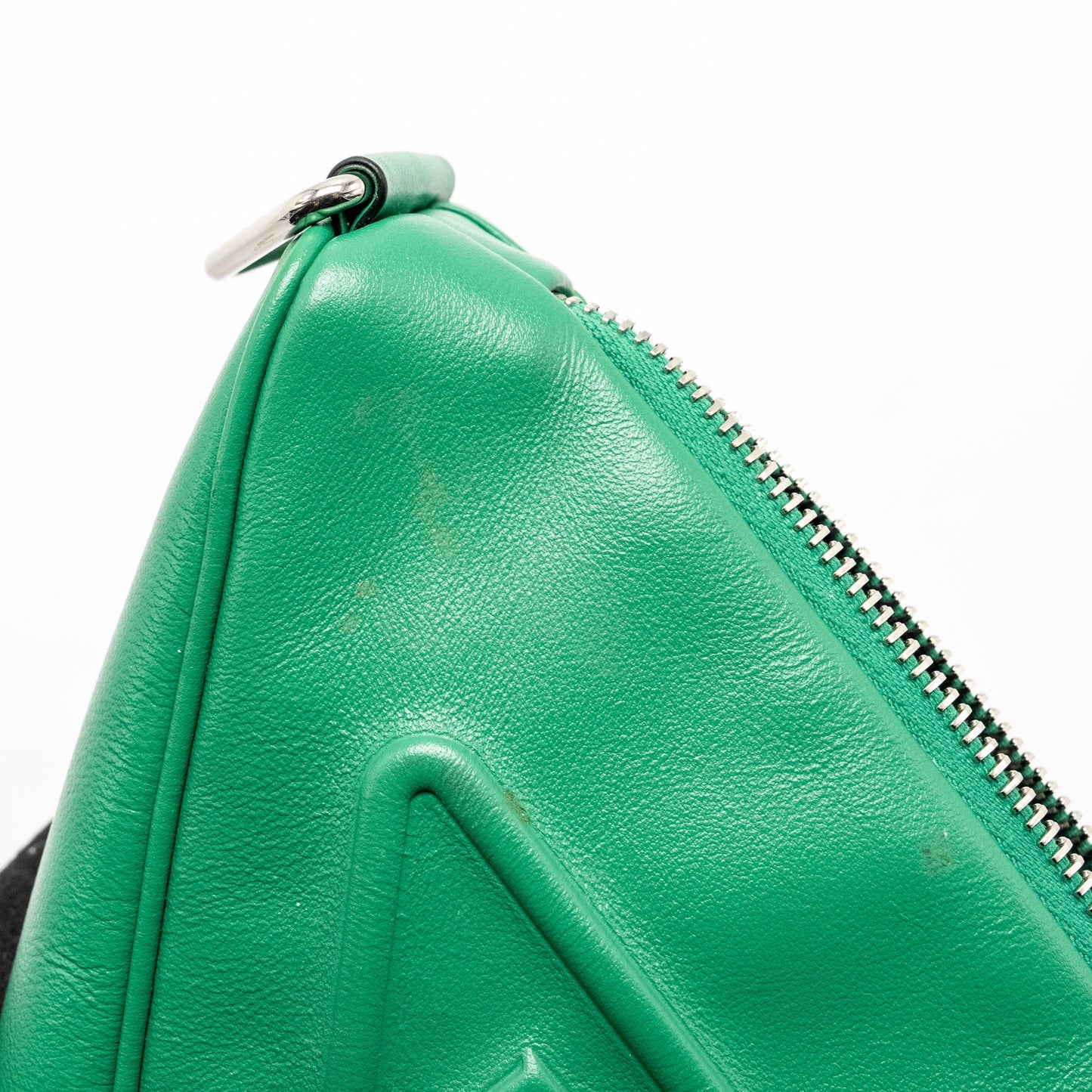 Prada Triangle Shoulder Bag Leather Green SHW