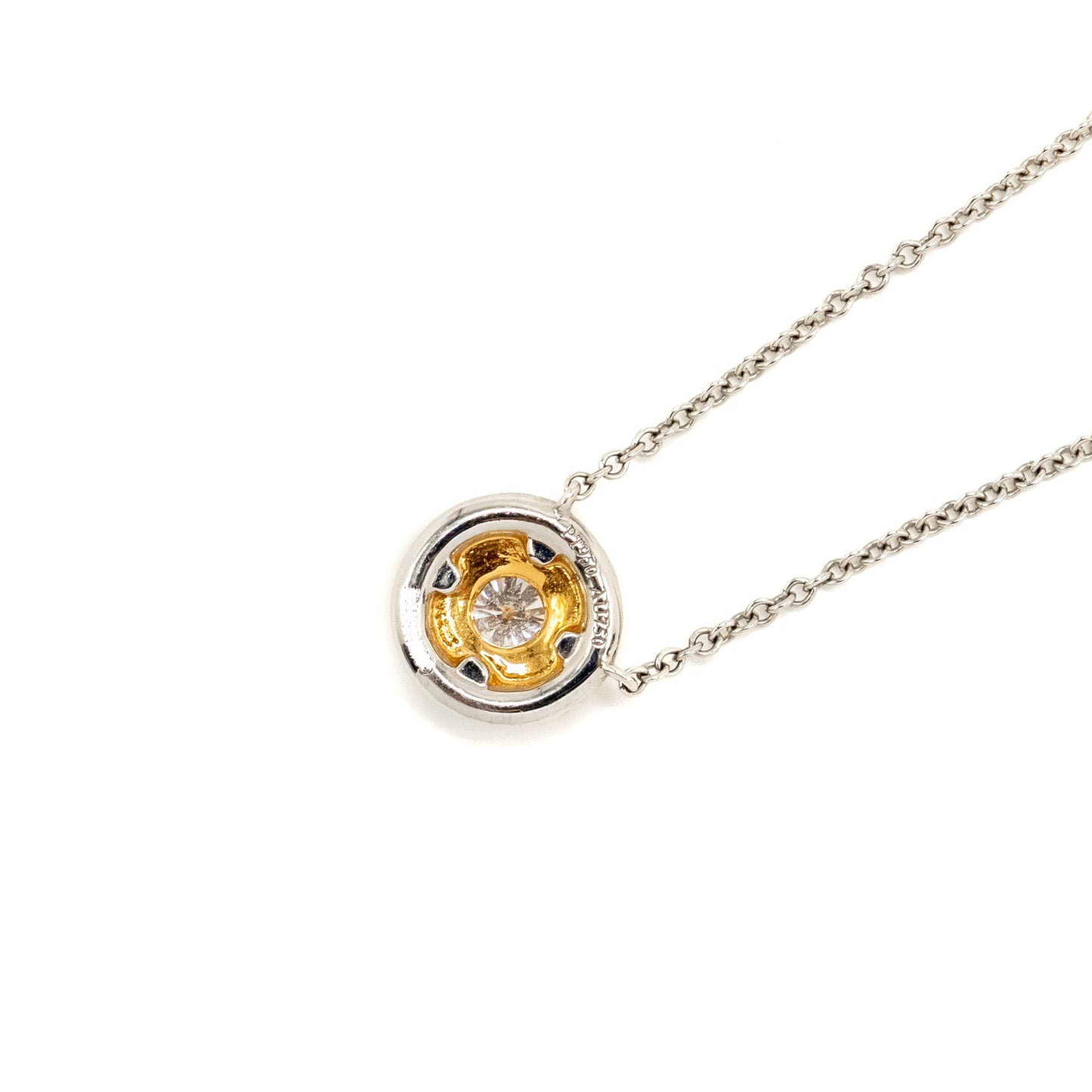 Tiffany platinum and 18 carat rose gold soleste round diamond and pink diamond pendant