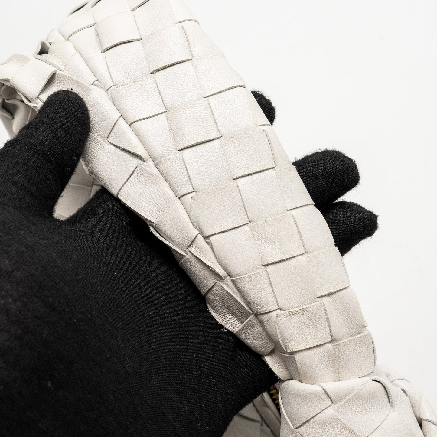 Bottega Veneta Mini Jodie Lambskin White GHW