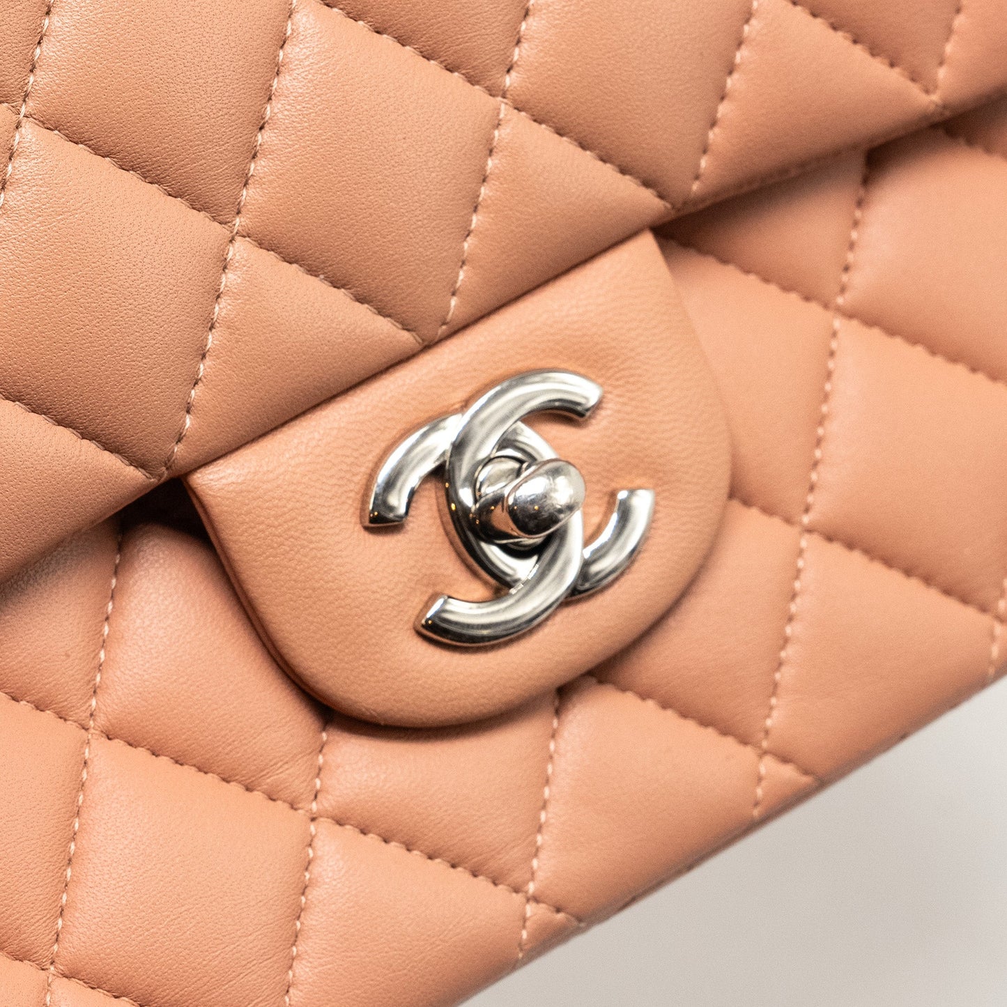 Chanel Medium Classic Double Flap Bag Lambskin Pink SHW (Microchip)