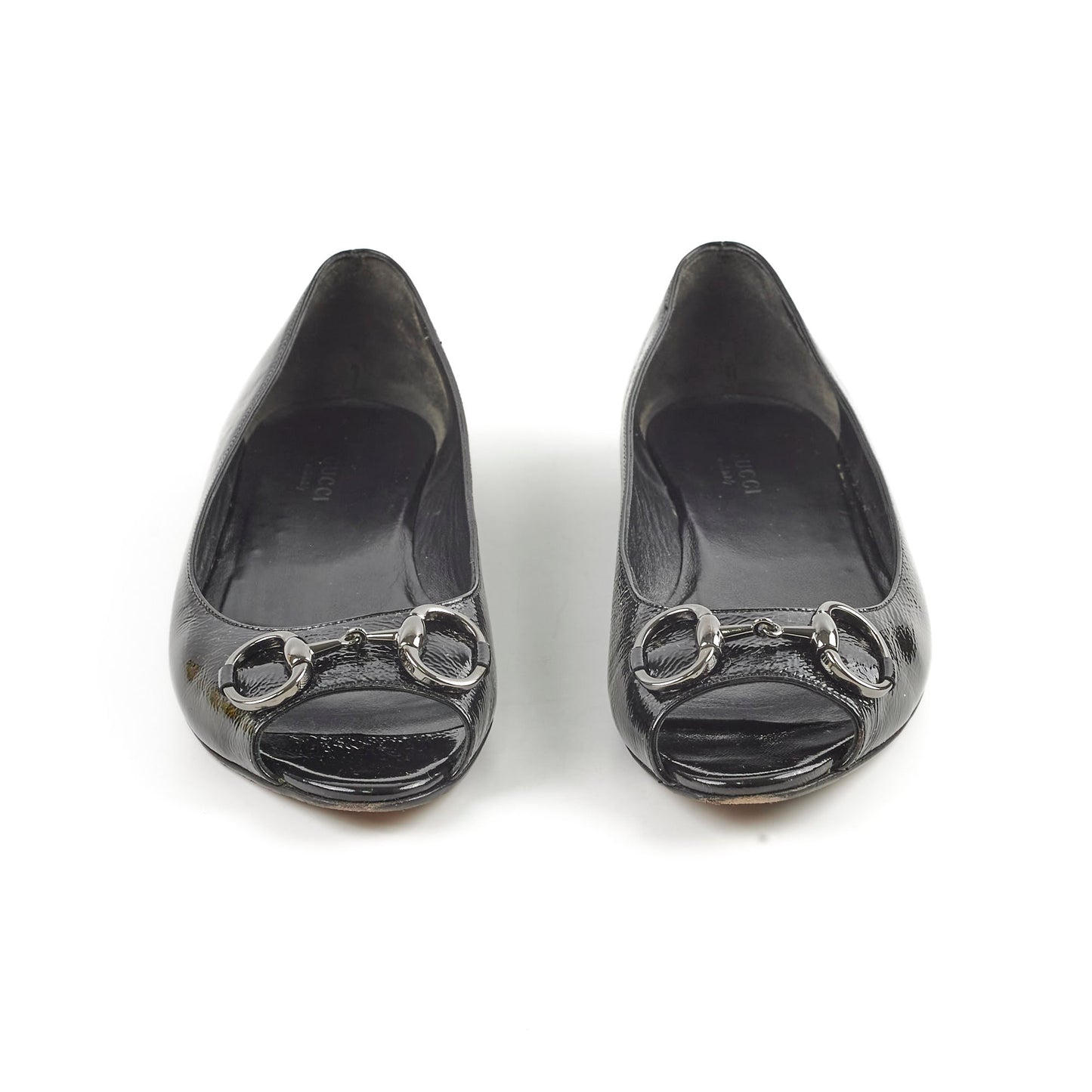 Luxury Gucci Trending 2025 Black Patent Horsebit Flats 38