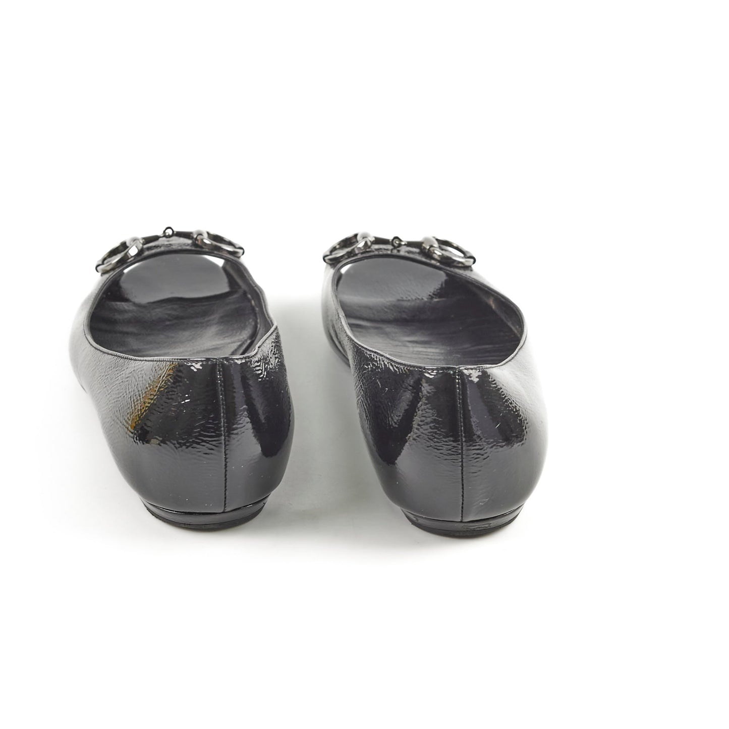 Luxury Gucci Trending 2025 Black Patent Horsebit Flats 38